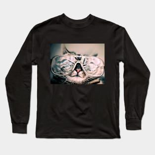 Cat with Funny Glasses Long Sleeve T-Shirt